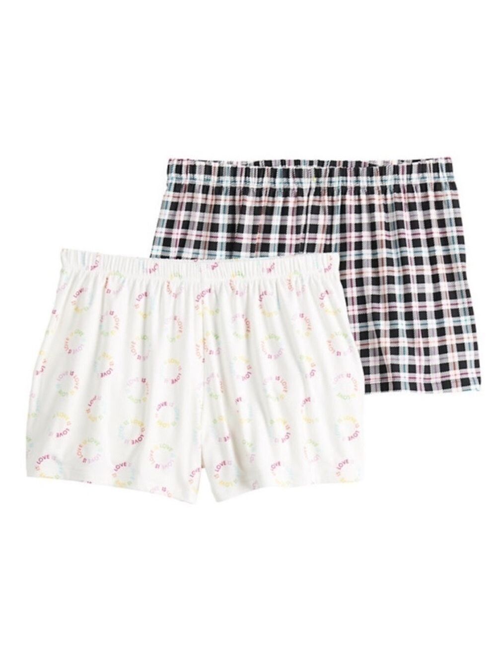 Kohl’s 2-Pack Sleep Shorts – Love Print & Plaid – Size 3X – Pajama Shorts - Picture 2 of 14